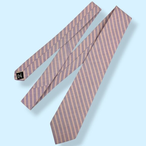 🍁Vintage Lanvin Paris Striped Silk Blend Tie - Picture 1 of 4